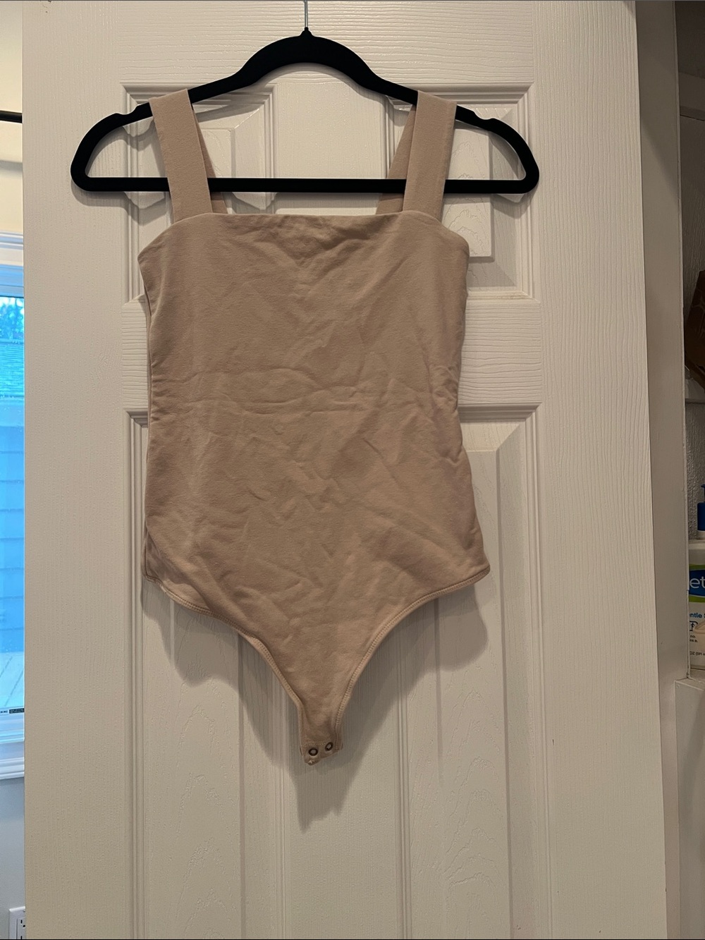 Abercrombie & Fitch Beige Wide-Strap Square-Neck Bodysuit